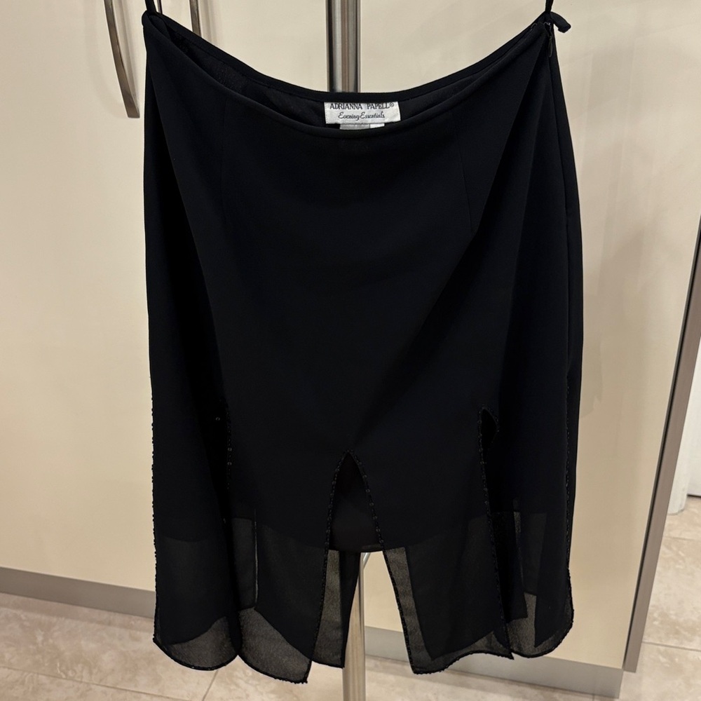 Adrianna Papell Black High-Low Chiffon Overlay Skirt